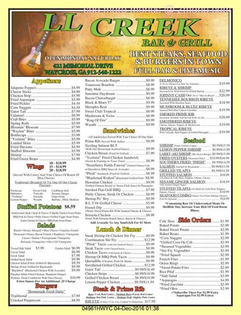 L l creek waycross ga menu. Things To Know About L l creek waycross ga menu. 